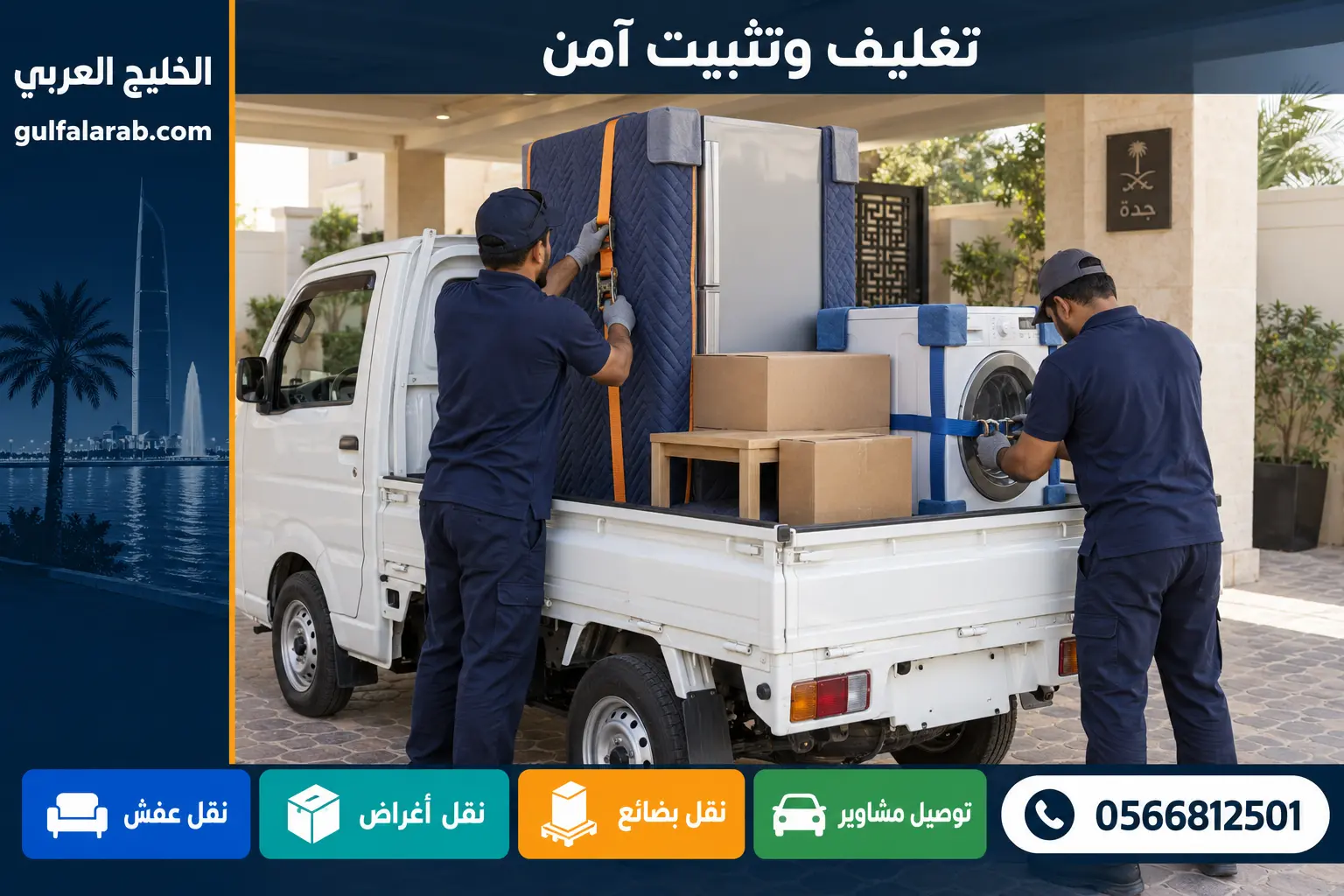 تغليف وتثبيت أثاث وأجهزة داخل دباب نقل جدة