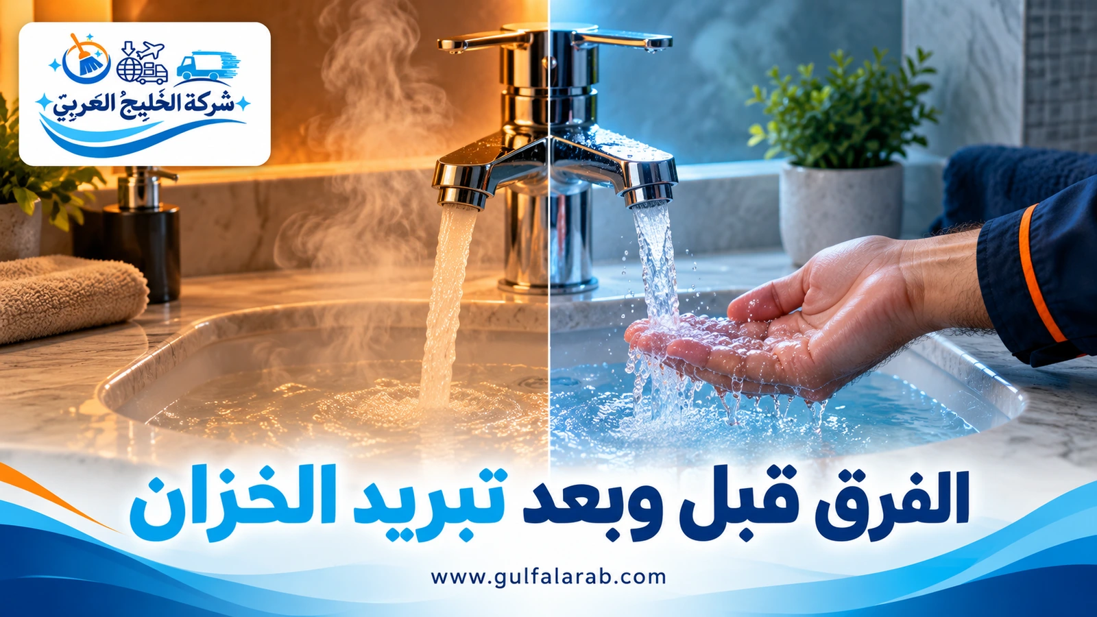 الفرق قبل وبعد تبريد الخزان