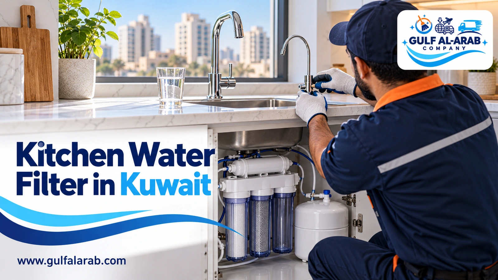 Kitchen water filter installation in Kuwait