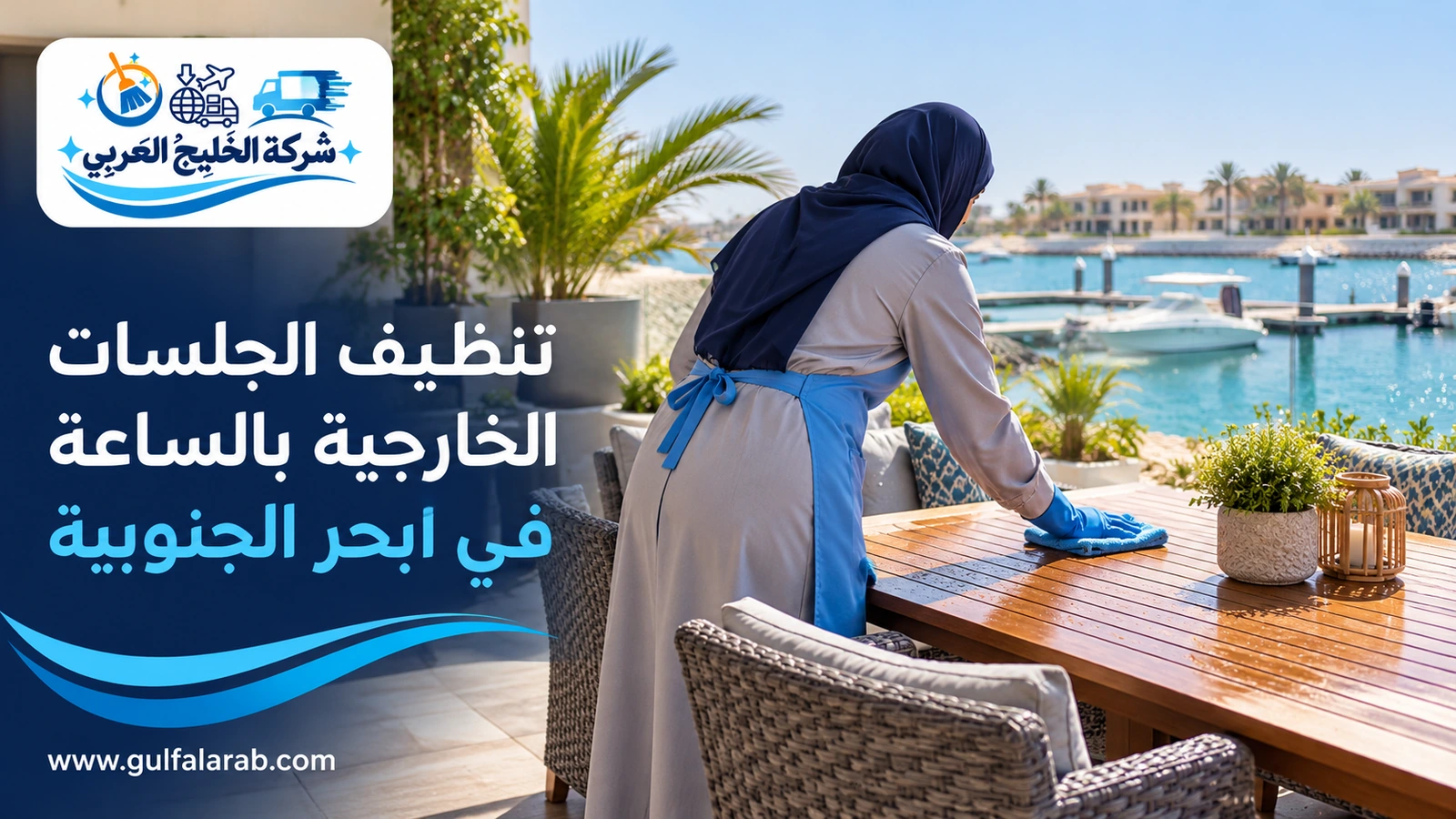 تنظيف الجلسات الخارجية بالساعة في أبحر الجنوبية