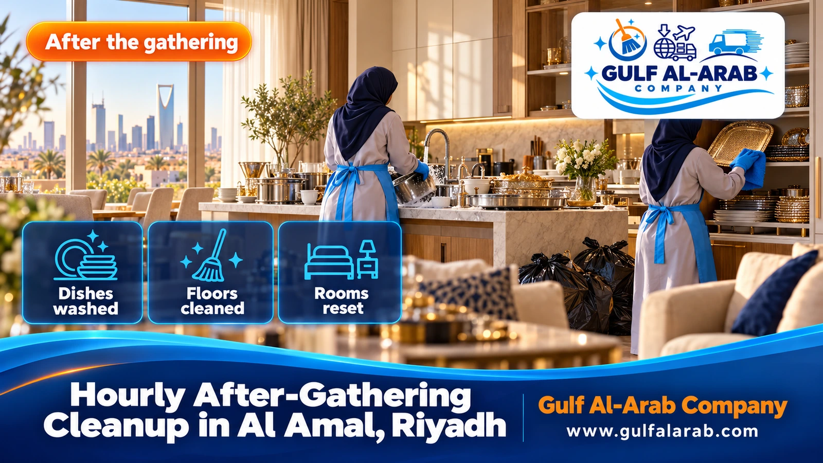 Hourly After-Gathering Cleanup in Al Amal, Riyadh