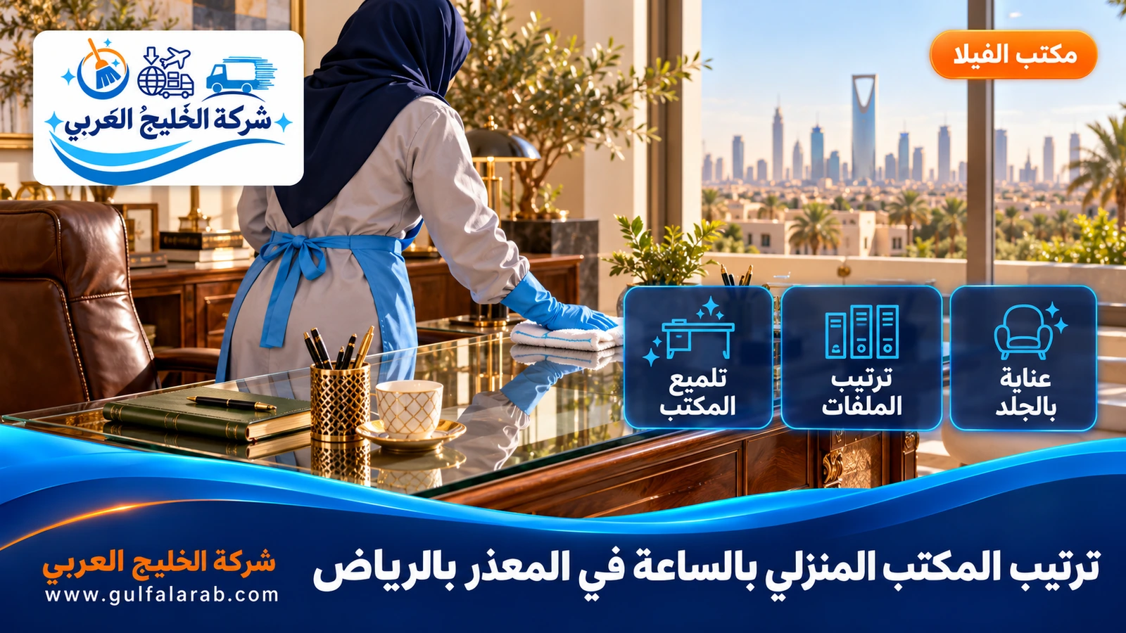 ترتيب المكتب المنزلي بالساعة في المعذر بالرياض