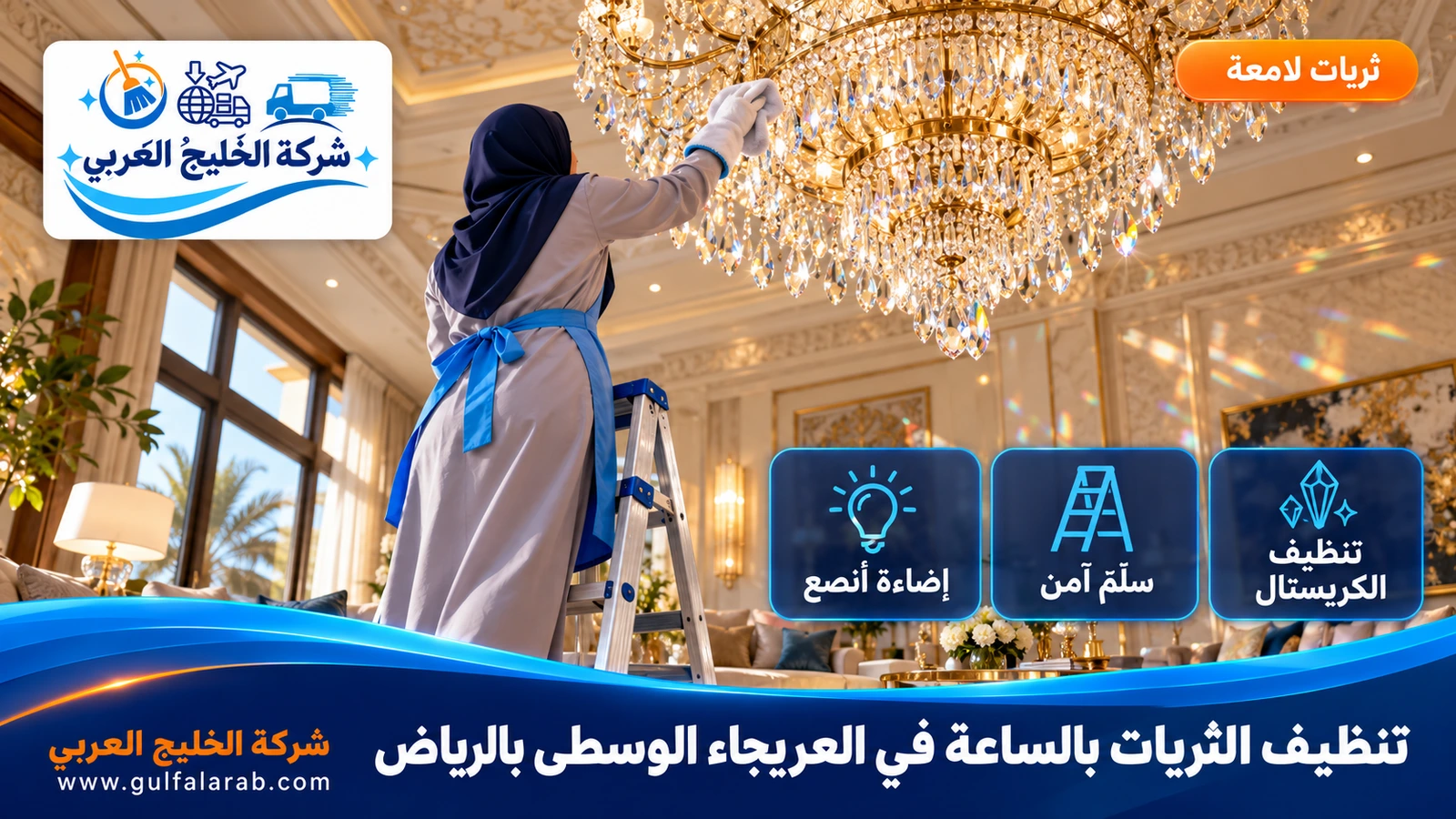 تنظيف الثريات بالساعة في العريجاء الوسطى بالرياض