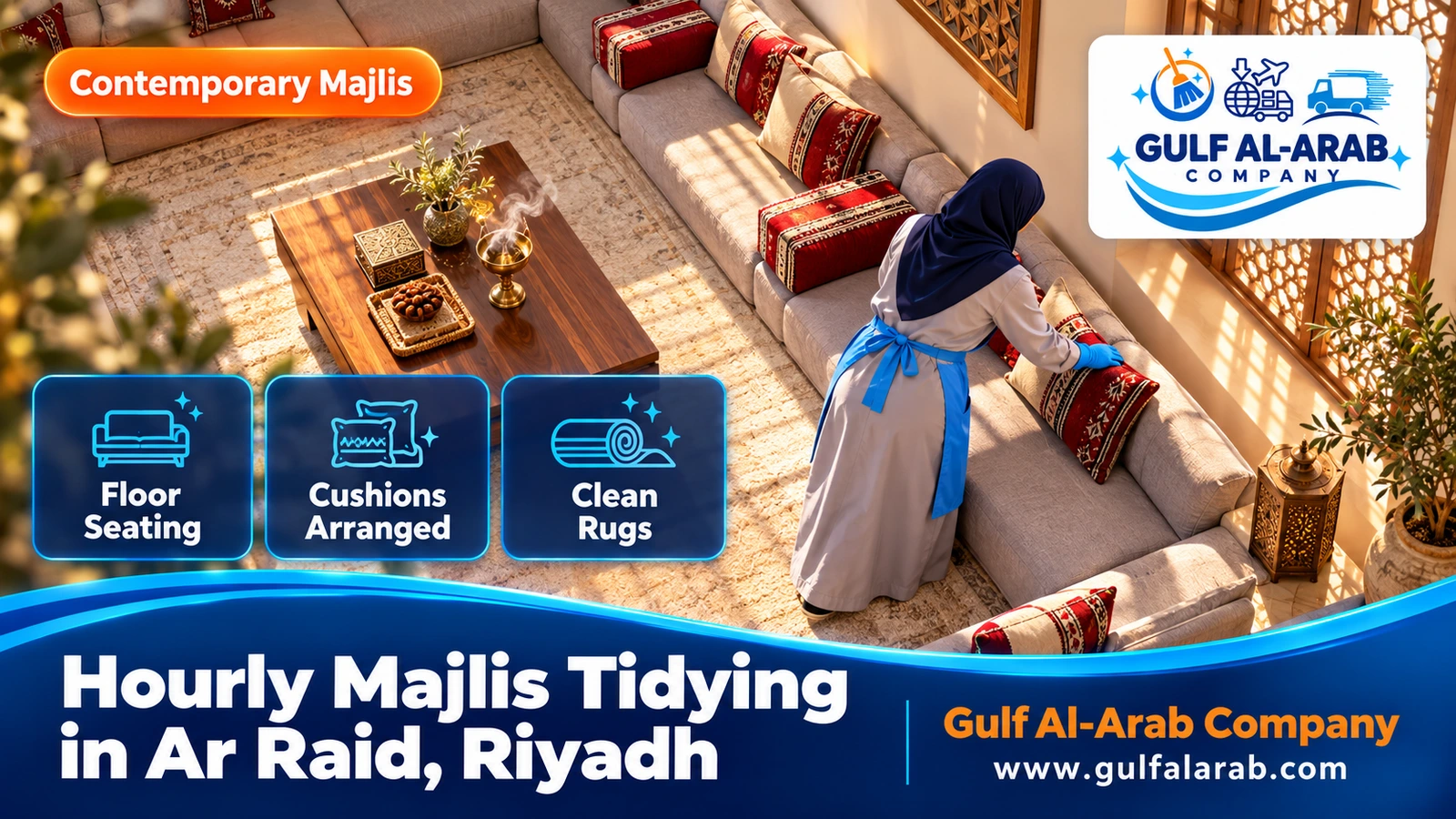 Hourly Majlis Tidying in Ar Raid, Riyadh