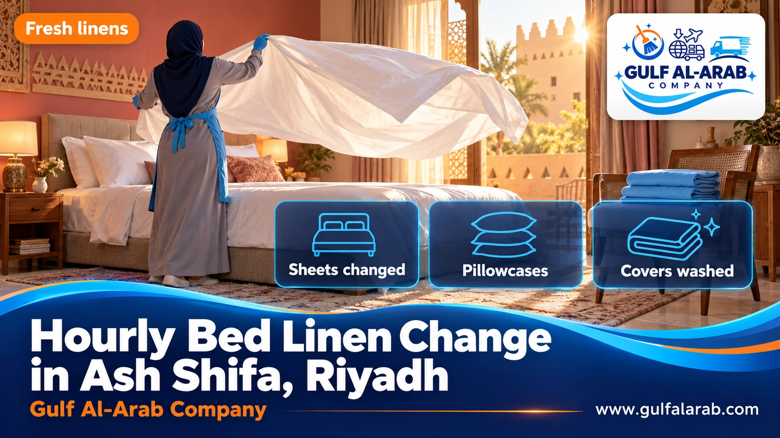Hourly Bed Linen Change in Ash Shifa, Riyadh