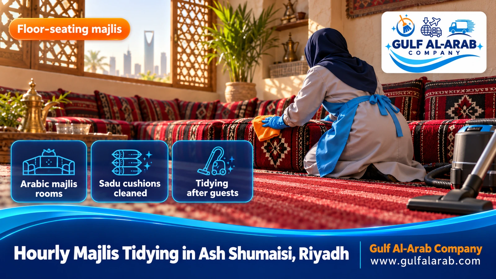 Hourly Majlis Tidying in Ash Shumaisi, Riyadh