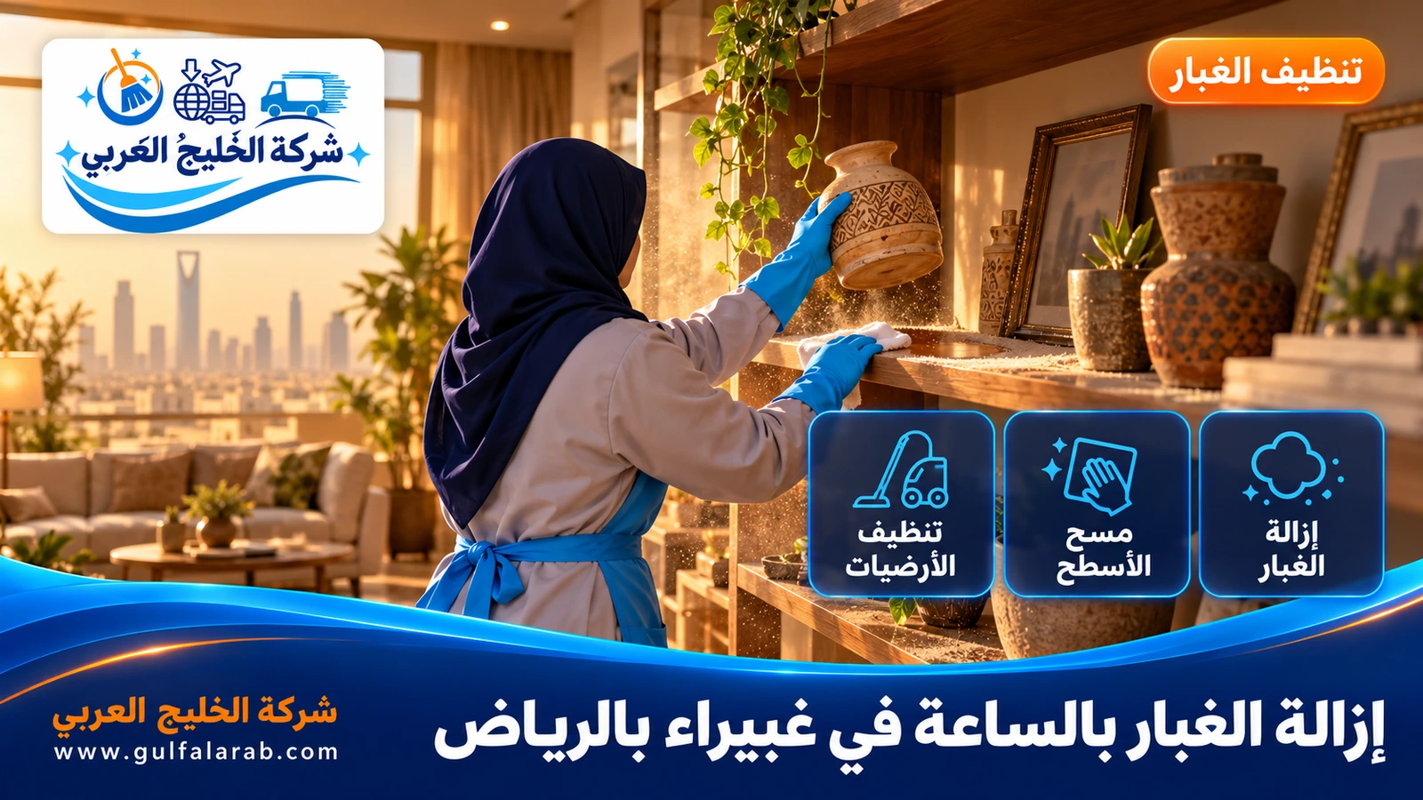إزالة الغبار بالساعة في غبيراء بالرياض