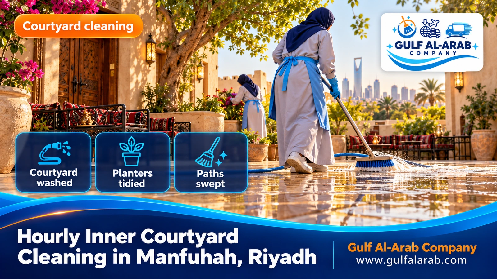 Hourly Inner Courtyard Cleaning in Manfuhah, Riyadh