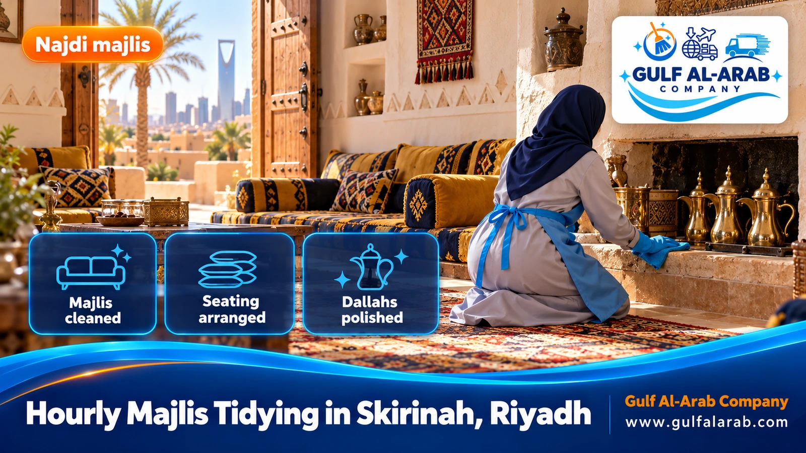 Hourly Majlis Tidying in Skirinah, Riyadh