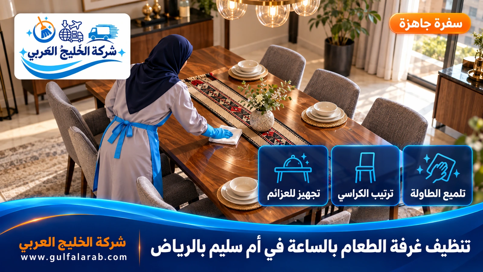 تنظيف غرفة الطعام بالساعة في أم سليم بالرياض
